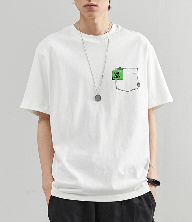 레이어드 페인팅 남성 반팔 티셔츠